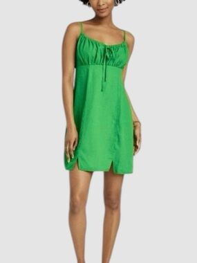 wild fable Green Linen Blend Adjustable Strap Mini Dress Size Small